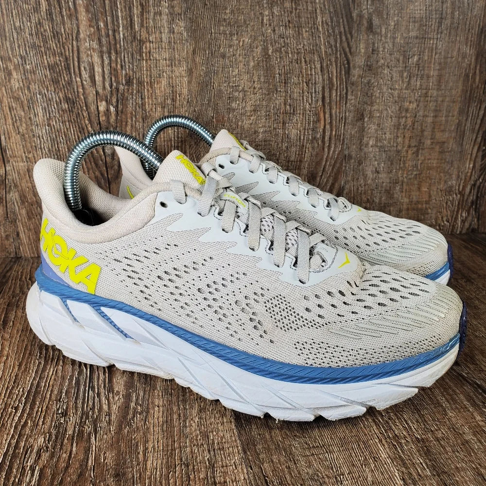 Hoka One One Clifton 7 Women's Size 8 Gray Blue Running Shoes Sneakers